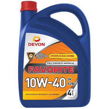 Моторное масло для легкового транспорта Devon Favorite SAE 10W-40 SN A3/B4 (4л)