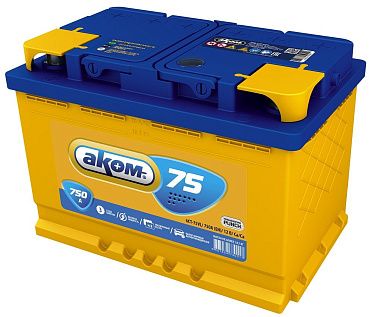 Аккумуляторная батарея 6СТ-75VL АКОМ ASIA лев.