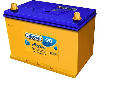 Аккумуляторная батарея 6СТ-90VL АКОМ ASIA Euro прав.