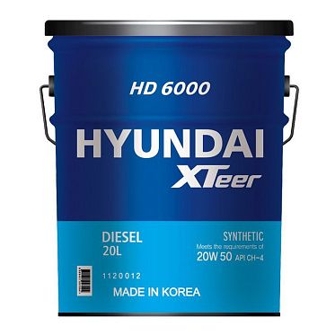 Моторное масло для коммерческого транспорта HYUNDAI XTeer HD 6000 20W-50 CH-4 (20л)