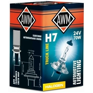Лампа галогенная AWM H7 24V 70W (Px26D)