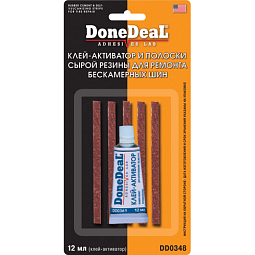 DoneDeal Клей - активатор и полоски сырой резины для ремонта бескамерных шин