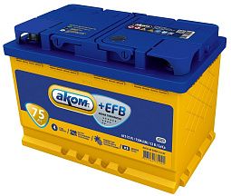 Аккумуляторная батарея 6СТ-75VL АКОМ EFB лев.