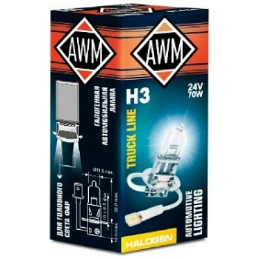 Лампа галогенная AWM H3 24V 70W (PK22S)