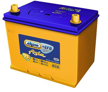 Аккумуляторная батарея 6СТ-75VL АКОМ ASIA EFB лев.