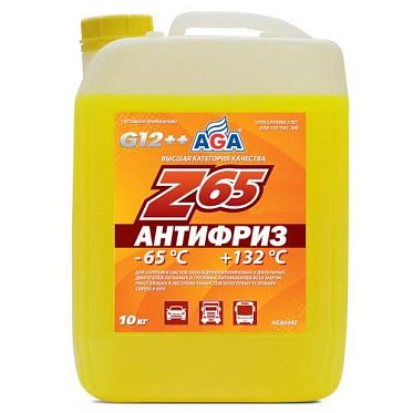 AGA Антифриз, готовый к применению, желтый, -65С (10кг)