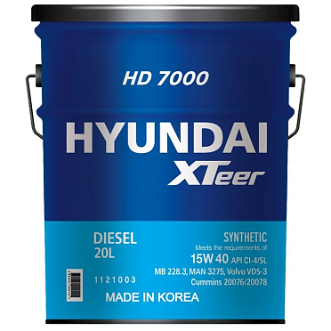 Моторное масло для коммерческого транспорта HYUNDAI XTeer HD 7000 15W-40 CI-4 (18л)
