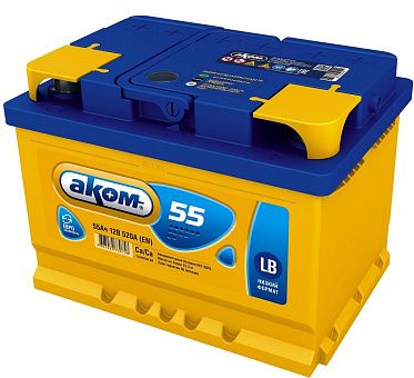Аккумуляторная батарея 6СТ-55VL АКОМ LB Euro прав.